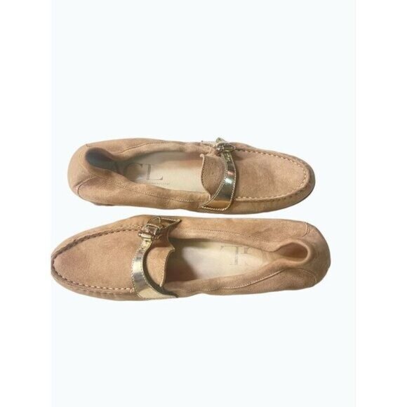 AGL Attilio Giusti Leombruni Buckle Moccasin Tan Suede Loafer Flat EU 38.5 US 6 - Picture 5 of 8